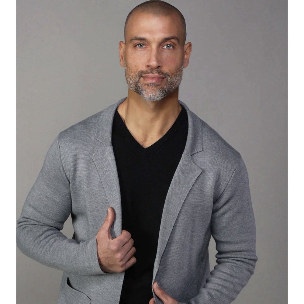 NEW Collars Co Milano Luxury Knit Blazer Small Deconstructed Gray